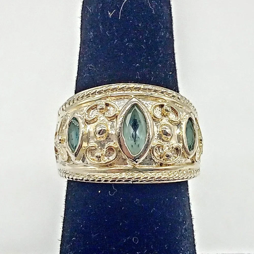 Aquamarine Blue 925 Sterling Silver Band Ring